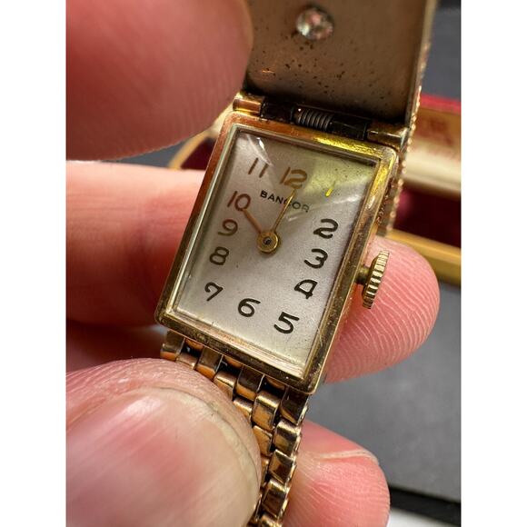 Vtg Bancor Hidden Watch 10K Rolled Gold Plate Back 12K Gold Filled Band w/ Box - Picture 8 of 14